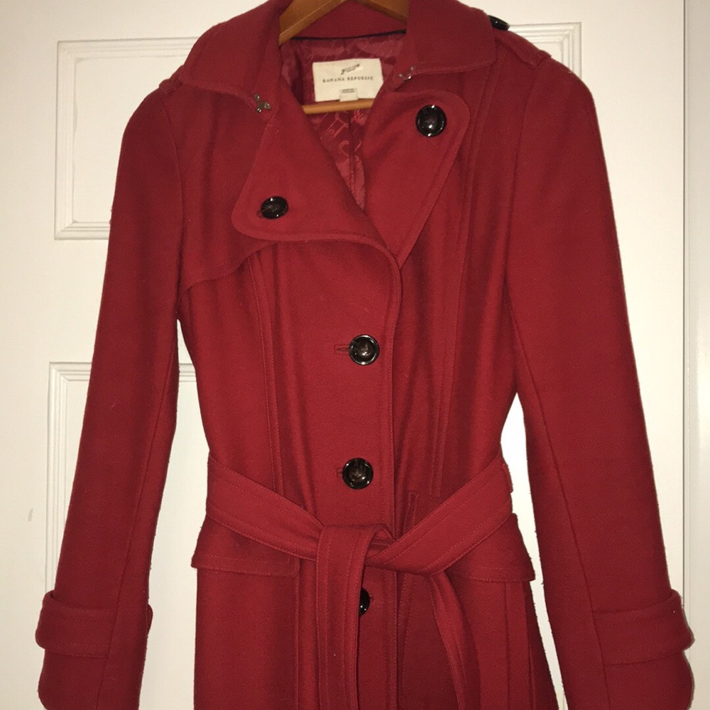 Banana Republic Red Wool Trenchcoat
